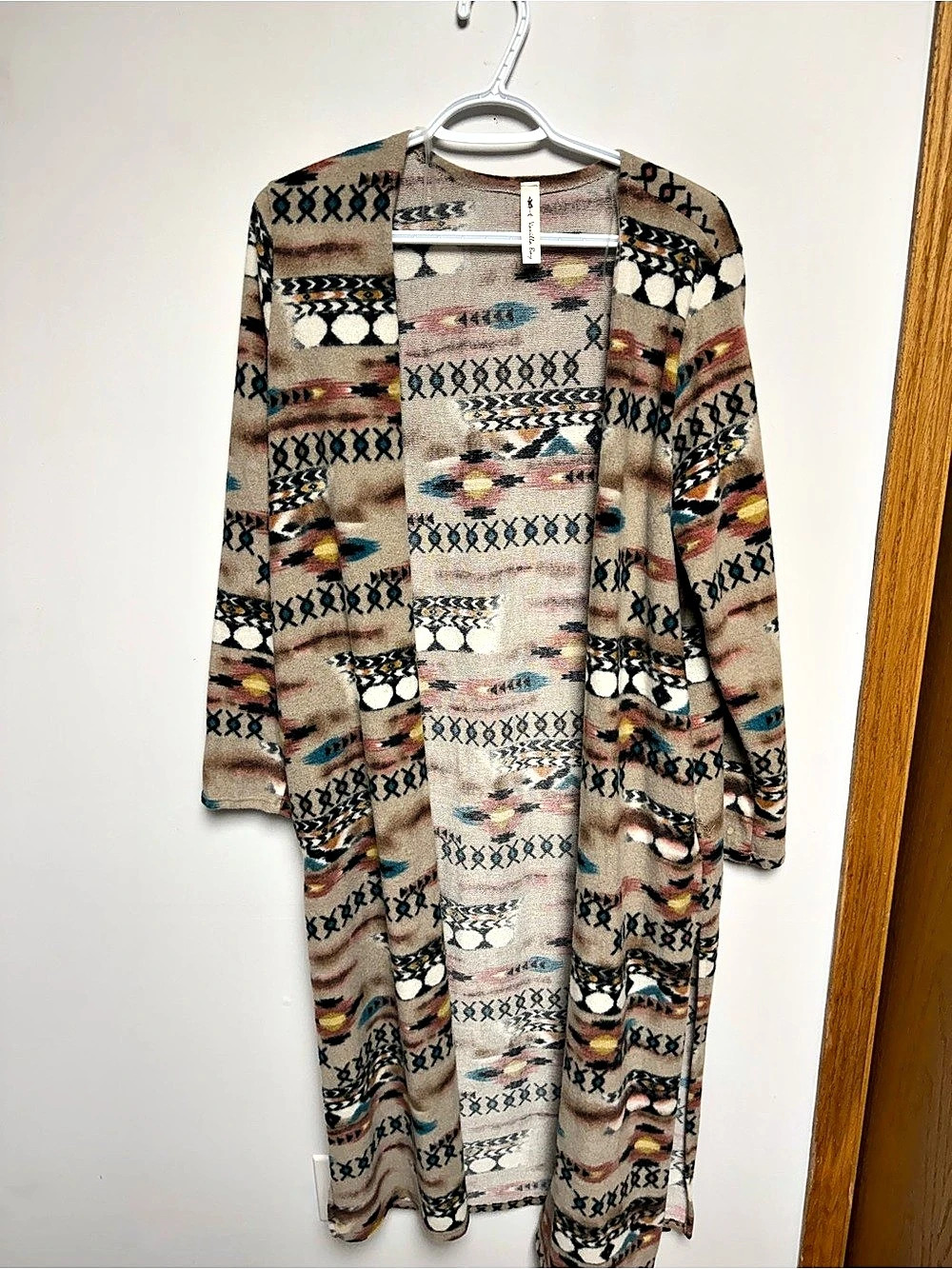 Women's Geometric Open-Front Cardigan